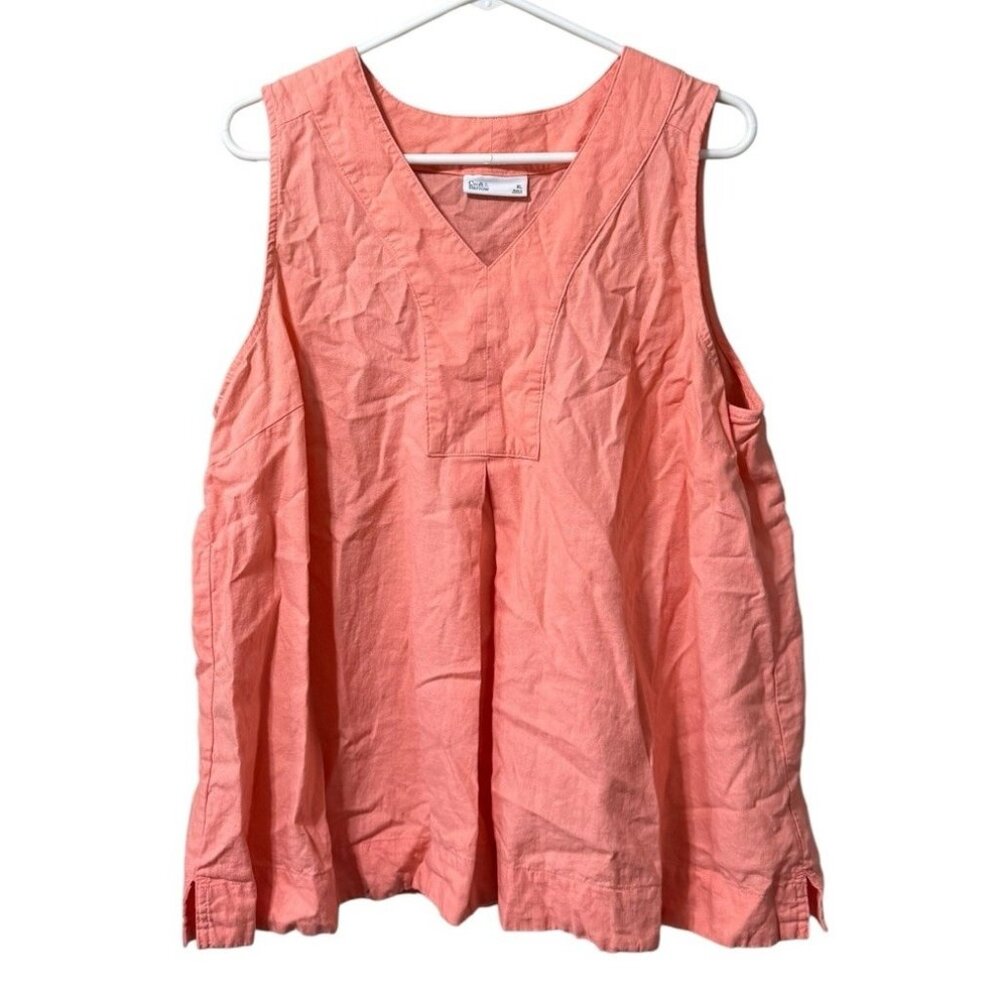 Croft & Barrow Summer Peach Sleeveless Linen Blend Women Size XL Top Beach City‎